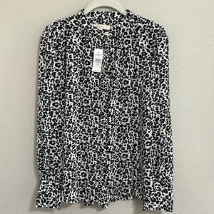 LOFT Leopard Print Long Sleeve Blouse Size Xs